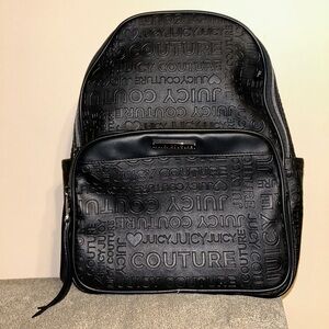 Juicy Couture Womens Black Debossed Embossed Logo Word Play Backpack NWOT